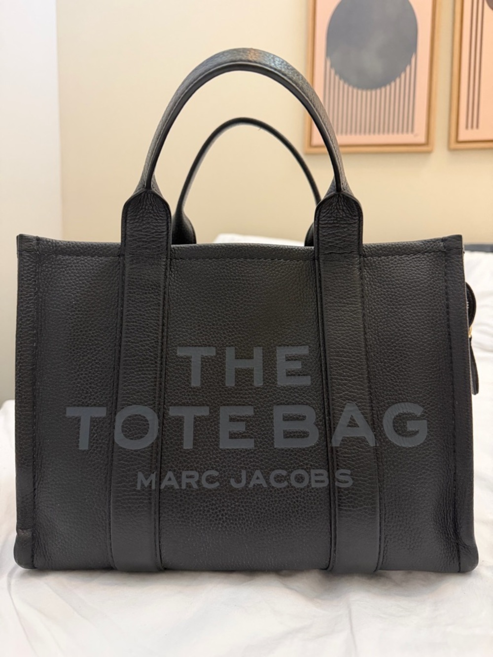 Marc Jacobs Black Pebbled Leather The Tote Bag